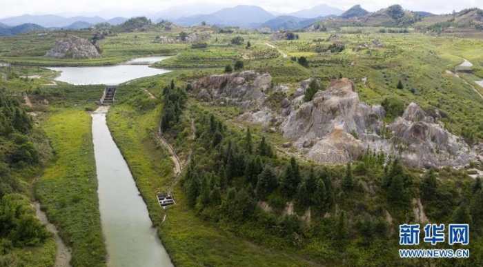 這是位于江西省尋烏縣文峰鄉上甲村附近的生態修復區，從前這里是大面積的廢棄稀土礦山（7月19日攝，無人機照片）。  新華社記者彭昭之 攝